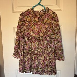 Mayoral Floral Kids Dress - Pink and Green